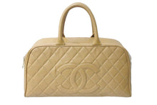 Load image into Gallery viewer, CHANEL シャネル ボストン バッグ ココマーク ベージュ 8番台 キャビアスキン グレインドカーフスキン ゴールド金具 美品 中古 57383