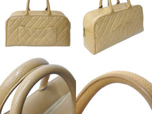 Load image into Gallery viewer, CHANEL シャネル ボストン バッグ ココマーク ベージュ 8番台 キャビアスキン グレインドカーフスキン ゴールド金具 美品 中古 57383
