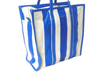 Load image into Gallery viewer, BALENCIAGA バレンシアガ バザールショッパーM レザー トートバッグ ブルー ホワイト 443097 鞄 ロゴ 良品 中古 57393