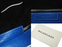 Load image into Gallery viewer, BALENCIAGA バレンシアガ バザールショッパーM レザー トートバッグ ブルー ホワイト 443097 鞄 ロゴ 良品 中古 57393
