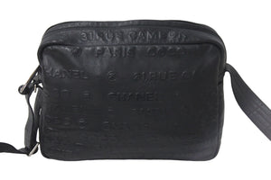 CHANEL シャネル ショルダーバッグ アンリミテッド ココマーク 全面ロゴ 12番台 2008年 レザー ブラック シルバー 美品 中古 57412