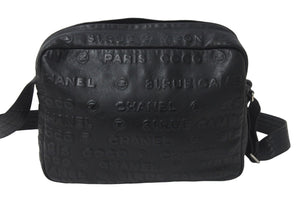 CHANEL シャネル ショルダーバッグ アンリミテッド ココマーク 全面ロゴ 12番台 2008年 レザー ブラック シルバー 美品 中古 57412