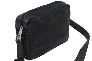 CHANEL シャネル ショルダーバッグ アンリミテッド ココマーク 全面ロゴ 12番台 2008年 レザー ブラック シルバー 美品 中古 57412