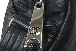 CHANEL シャネル ショルダーバッグ アンリミテッド ココマーク 全面ロゴ 12番台 2008年 レザー ブラック シルバー 美品 中古 57412