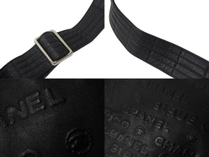 CHANEL シャネル ショルダーバッグ アンリミテッド ココマーク 全面ロゴ 12番台 2008年 レザー ブラック シルバー 美品 中古 57412