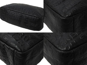 CHANEL シャネル ショルダーバッグ アンリミテッド ココマーク 全面ロゴ 12番台 2008年 レザー ブラック シルバー 美品 中古 57412
