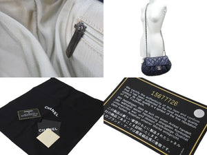 CHANEL シャネル マトラッセ チェーンアラウンド ショルダーバッグ 15番台 ラムスキン ネイビー シルバー 美品 中古 57416