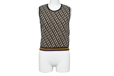 極美品 DRIES VAN NOTEN ドリス ヴァン ノッテン SS24 Tiger Jacqard Knit Top ニットベスト サイズM ブラック ベージュ 総柄 中古 4b005742