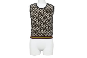極美品 DRIES VAN NOTEN ドリス ヴァン ノッテン SS24 Tiger Jacqard Knit Top ニットベスト サイズM ブラック ベージュ 総柄 中古 4b005742
