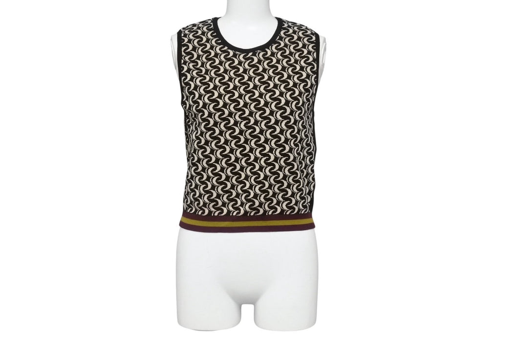 極美品 DRIES VAN NOTEN ドリス ヴァン ノッテン SS24 Tiger Jacqard Knit Top ニットベスト サイズM ブラック ベージュ 総柄 中古 4b005742