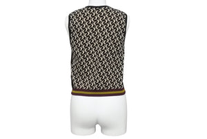 極美品 DRIES VAN NOTEN ドリス ヴァン ノッテン SS24 Tiger Jacqard Knit Top ニットベスト サイズM ブラック ベージュ 総柄 中古 4b005742