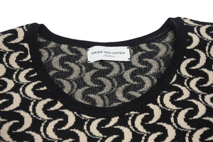 極美品 DRIES VAN NOTEN ドリス ヴァン ノッテン SS24 Tiger Jacqard Knit Top ニットベスト サイズM ブラック ベージュ 総柄 中古 4b005742