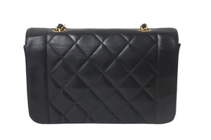 CHANEL シャネル チェーンショルダーバッグ マトラッセ ダイアナ 22 3番台 ラムスキン ブラック ゴールド金具 美品 中古 57421