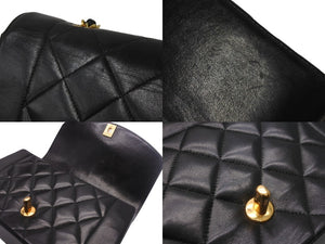 CHANEL シャネル チェーンショルダーバッグ マトラッセ ダイアナ 22 3番台 ラムスキン ブラック ゴールド金具 美品 中古 57421