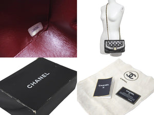 CHANEL シャネル チェーンショルダーバッグ マトラッセ ダイアナ 22 3番台 ラムスキン ブラック ゴールド金具 美品 中古 57421