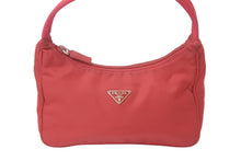 Load image into Gallery viewer, PRADA プラダ ハンドバッグ ワンショルダー MV515 ホーボー ミニバッグ 三角ロゴ レッド ナイロン 中古 良品 57463