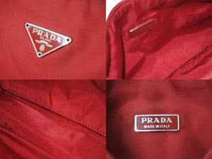 PRADA プラダ ハンドバッグ ワンショルダー MV515 ホーボー ミニバッグ 三角ロゴ レッド ナイロン 中古 良品 57463