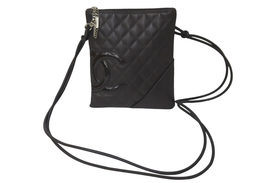 CHANEL シャネル ショルダーバッグ ポシェット カンボンライン ココマーク 10番台 2006 A25178 カーフ ブラウン 美品 中古 57473