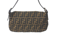 画像をギャラリービューアに読み込む, FENDI フェンディ ズッカ柄 マンマバケット ワンショルダーバッグ ブラウン コットンキャンバス レザー 美品 中古 57474 