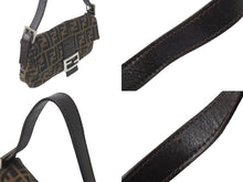 画像をギャラリービューアに読み込む, FENDI フェンディ ズッカ柄 マンマバケット ワンショルダーバッグ ブラウン コットンキャンバス レザー 美品 中古 57474 