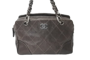CHANEL シャネル ハンドバッグ チェーン 10番台 ココマーク キャビアスキン シルバー金具 美品 中古 64022