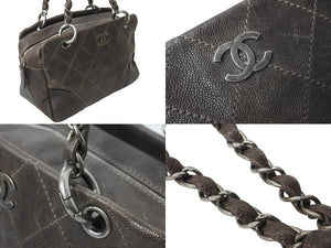 CHANEL シャネル ハンドバッグ チェーン 10番台 ココマーク キャビアスキン シルバー金具 美品 中古 64022