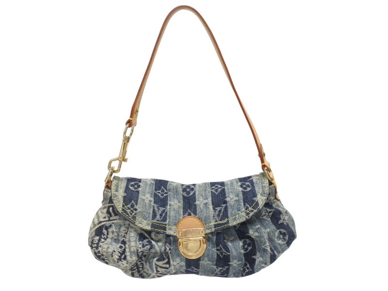 極美品 LOUIS VUITTON ルイヴィトン ミニプリーティ レイエ ショルダーバッグ M95333 モノグラムデニム ブルー 中古 4b005761