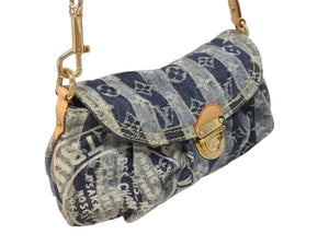 極美品 LOUIS VUITTON ルイヴィトン ミニプリーティ レイエ ショルダーバッグ M95333 モノグラムデニム ブルー 中古 4b005761