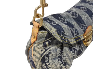 極美品 LOUIS VUITTON ルイヴィトン ミニプリーティ レイエ ショルダーバッグ M95333 モノグラムデニム ブルー 中古 4b005761