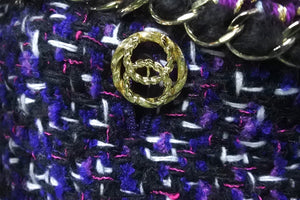 新品未使用品 CHANEL シャネル ツイード ベスト サイズ34 23～24AW P75518 V67220 NQ425 パープル ブラック 中古 57618