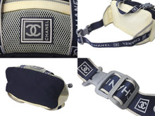 Load image into Gallery viewer, CHANEL シャネル スポーツライン ココマーク ボディバッグ 9番台 A27892 メッシュ グレー ネイビー 美品 中古 57625