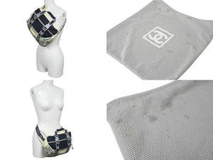 CHANEL シャネル スポーツライン ココマーク ボディバッグ 9番台 A27892 メッシュ グレー ネイビー 美品 中古 57625