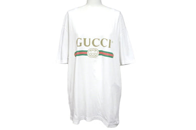 GUCCI グッチ 半袖Ｔシャツ カットソー17AW FW WASHD COT ダメージ加工 ロゴプリント コットン ホワイト サイズM 美品 中古 57644