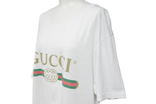 画像をギャラリービューアに読み込む, GUCCI グッチ半袖Ｔシャツ カットソー17AW FW WASHD COT ダメージ加工 ロゴプリント コットンホワイト サイズM 美品 中古 57644 