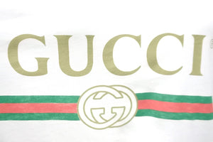 GUCCI グッチ半袖Ｔシャツ カットソー17AW FW WASHD COT ダメージ加工 ロゴプリント コットンホワイト サイズM 美品 中古 57644 