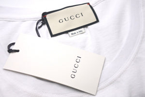 GUCCI グッチ半袖Ｔシャツ カットソー17AW FW WASHD COT ダメージ加工 ロゴプリント コットンホワイト サイズM 美品 中古 57644 