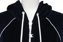 Load image into Gallery viewer, CELINE セリーヌ パーカー ジップアップ ネイビー トリオンフ刺繍 クロップド丈 サイズXS 2Y99A748Q.07RC べロア 美品 中古 57659