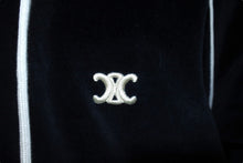 Load image into Gallery viewer, CELINE セリーヌ パーカー ジップアップ ネイビー トリオンフ刺繍 クロップド丈 サイズXS 2Y99A748Q.07RC べロア 美品 中古 57659