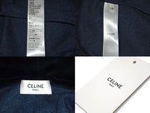 Load image into Gallery viewer, CELINE セリーヌ パーカー ジップアップ ネイビー トリオンフ刺繍 クロップド丈 サイズXS 2Y99A748Q.07RC べロア 美品 中古 57659