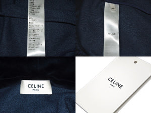 CELINE セリーヌ パーカー ジップアップ ネイビー トリオンフ刺繍 クロップド丈 サイズXS 2Y99A748Q.07RC べロア 美品 中古 57659