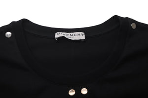 Givenchy ジバンシー 半袖金具 トップス ロゴプリント ロゴ金具 コットン ブラック ホワイト シルバー 美品 中古 57708 
