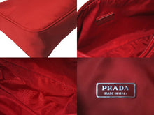 Load image into Gallery viewer, PRADA プラダ ハンドバッグ ワンショルダー MV515 ホーボー ミニバッグ 三角ロゴ レッド ナイロン 美品 中古 57784