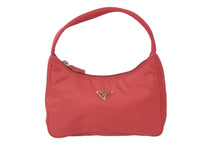 Load image into Gallery viewer, PRADA プラダ ハンドバッグ ワンショルダー MV515 ホーボー ミニバッグ 三角ロゴ レッド ナイロン 美品 中古 57784