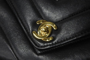 CHANEL シャネル Vステッチ ショルダーバッグ 3番台 ラムスキン ブラック ゴールド金具 ココマーク 美品 中古 57789