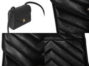 CHANEL シャネル Vステッチ ショルダーバッグ 3番台 ラムスキン ブラック ゴールド金具 ココマーク 美品 中古 57789
