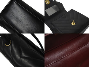 CHANEL シャネル Vステッチ ショルダーバッグ 3番台 ラムスキン ブラック ゴールド金具 ココマーク 美品 中古 57789