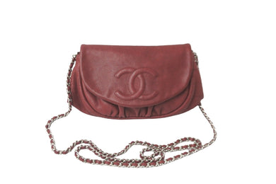 CHANEL シャネル ショルダーバッグ ハーフムーンチェーンウォレット 財布 12番台 2008年 キャビアスキン ボルドー 美品 中古 57797