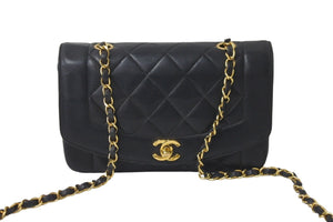 CHANEL シャネル ショルダーバッグ ダイアナ22 マトラッセ チェーン ヴィンテージ 2番台 ブラック ゴールド金具 美品 中古 57805