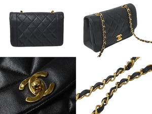 CHANEL シャネル ショルダーバッグ ダイアナ22 マトラッセ チェーン ヴィンテージ 2番台 ブラック ゴールド金具 美品 中古 57805