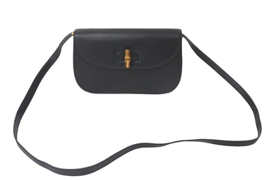 GUCCI グッチ オールドグッチ バンブー ショルダーバッグ ブラック レザー 鞄 斜め掛け 美品 中古 57820